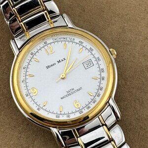 Vintage Hugo Maxx Euro Design Heavy 18K Gold Plated and Stainless Steel Watch